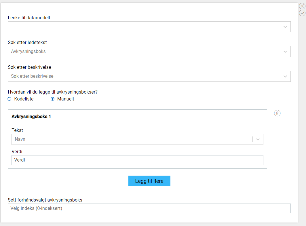 Checkboxes component - edit properties