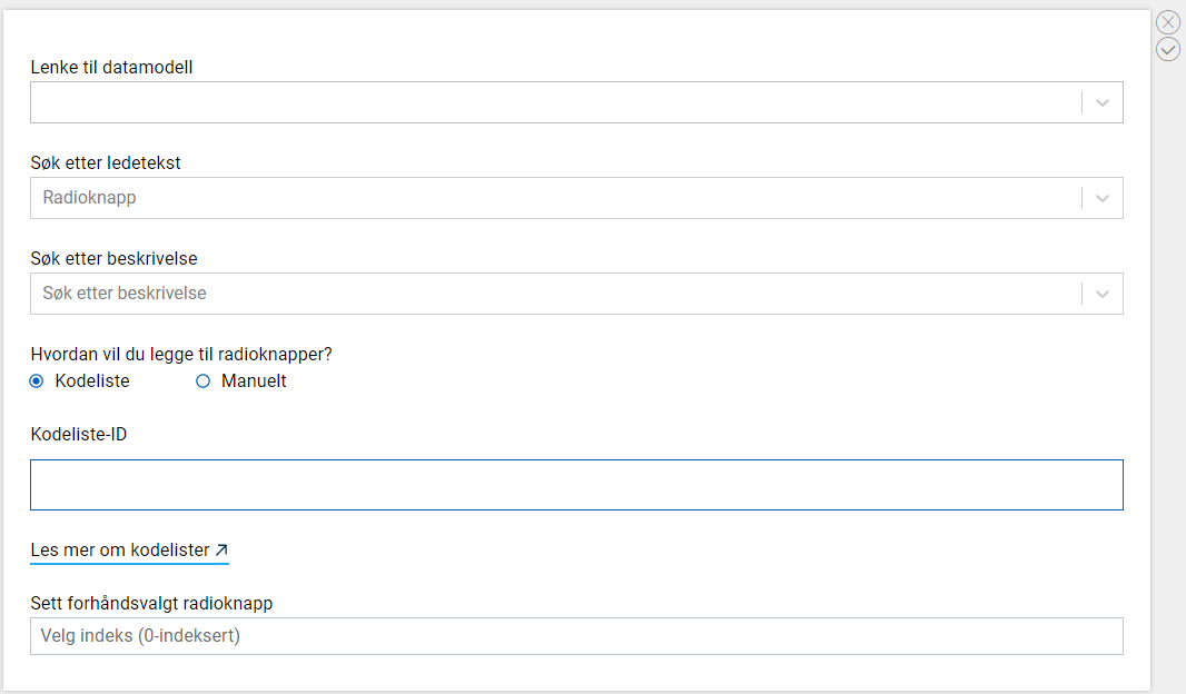 Radio buttons component - edit properties
