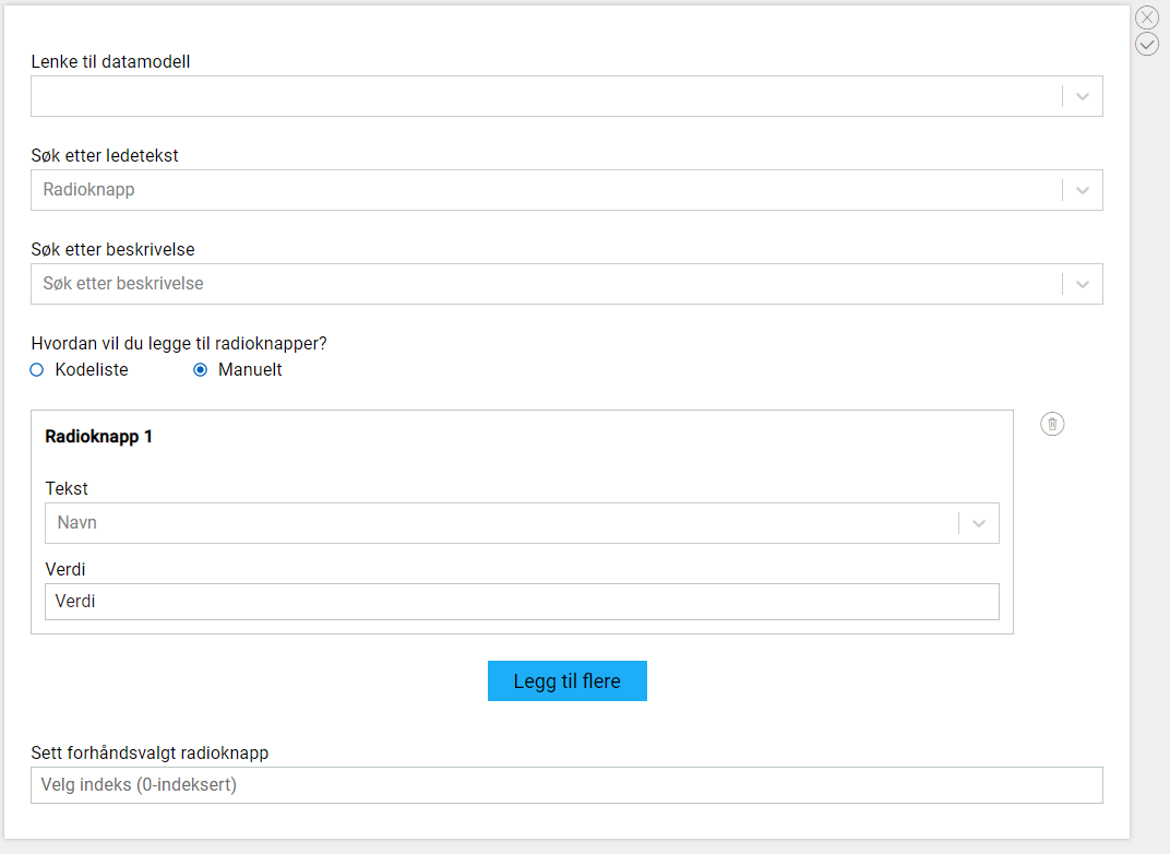 Radio buttons component - edit properties