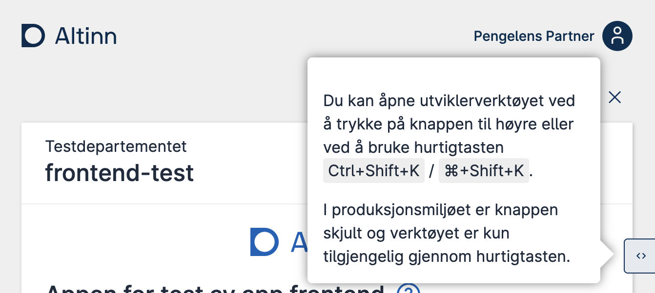 The button that opens the developer tools, screenshot