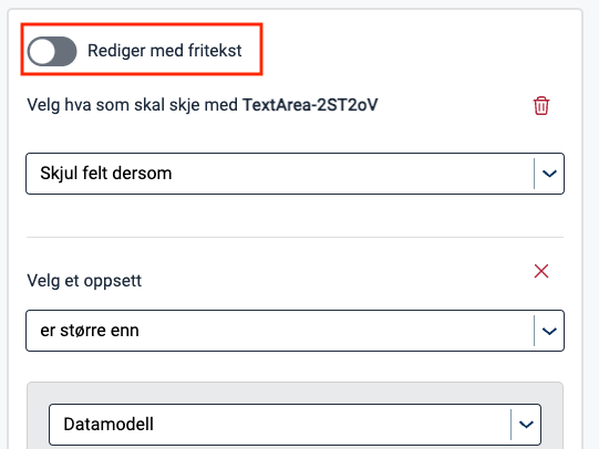 Rediger uttrykk med fritekst