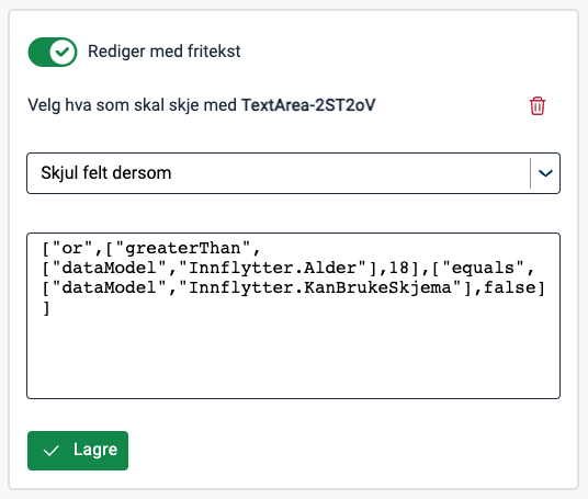 Tillat fritekst redigering av uttrykk